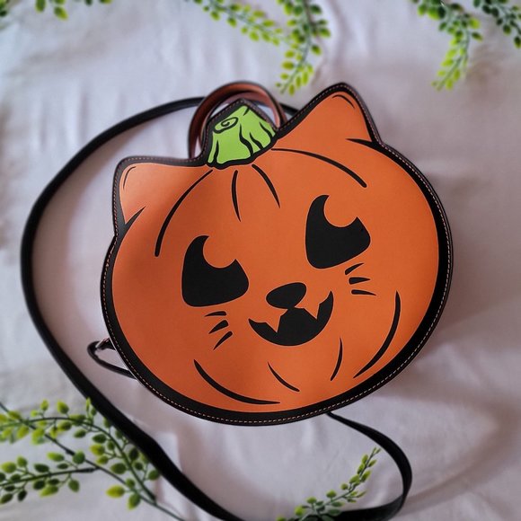 SPOOKSIEBOO Halloween Kawaii Jack-O-Lantern Pumpkin Kitty Crossbody Purse - Picture 6 of 7